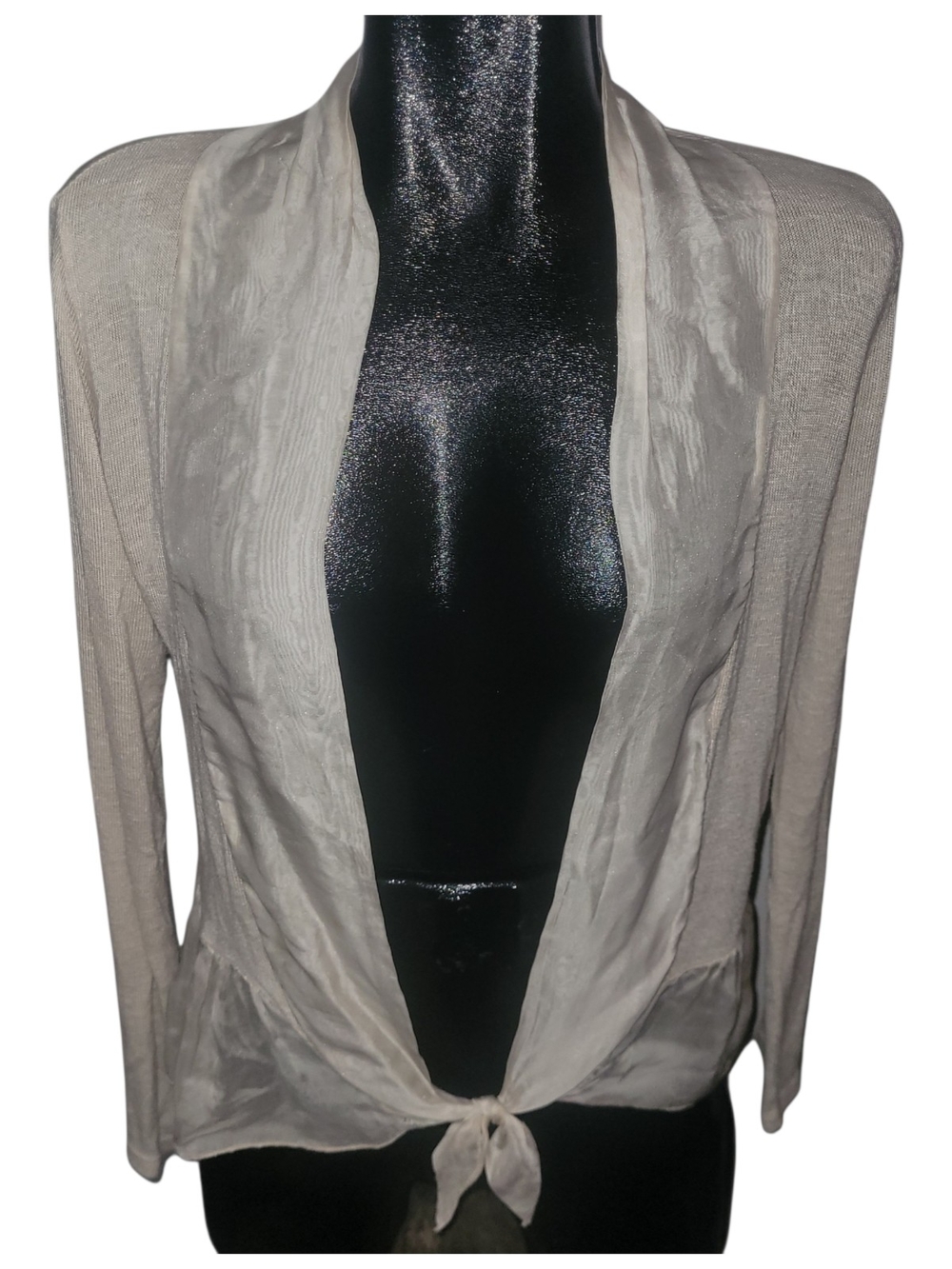 Angela Mara Silk Blend Tie-Front Women's Light Cardigan Size M